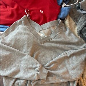 Aerie Gray V-Neck Sweatshirt